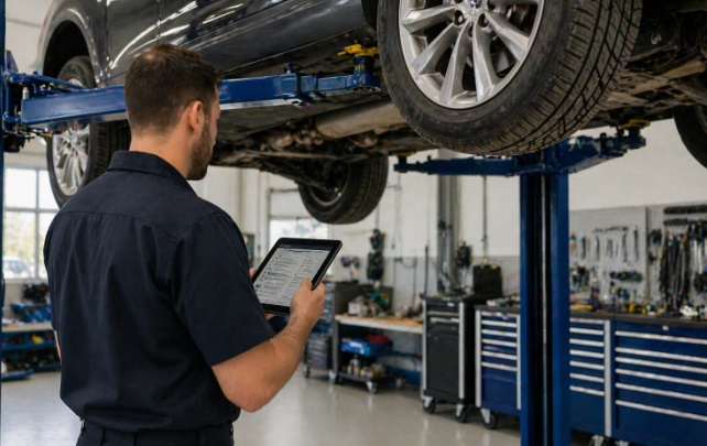 Philadelphia, PA auto services vehicle inspection in professional garage